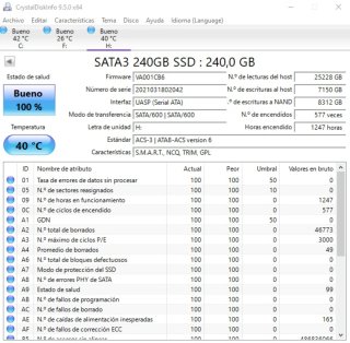 DISCO SSD 240GB 2,5" ASENNO AS25 1247 HORAS