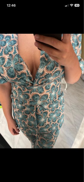 Traje de pantalón floral azul
