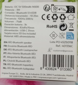 Altavoz Río Garza Bluetooth LED Multicolor
