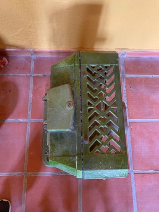 Estufa antigua carbón Art Decó verde