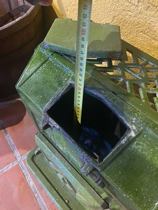 Estufa antigua carbón Art Decó verde