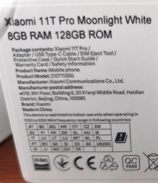 Xiaomi 11T Pro bianco + Custodia 8GB RAM, 128GB ROM