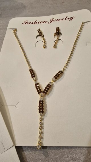 Set Collana e Orecchini Oro Marrone