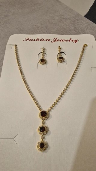 Set Collana e Orecchini Oro Marrone