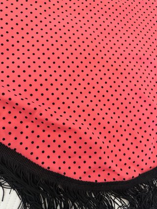 Manton Flamenco Niña Rojo Lunares Negros