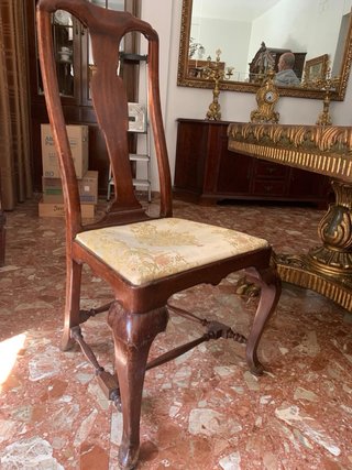 Mesa comedor mármol y madera + 6 sillas