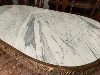 Mesa comedor mármol y madera + 6 sillas