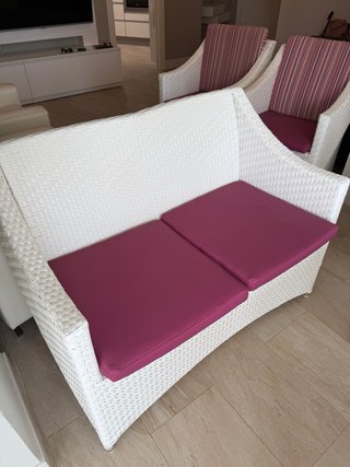 Set 2 sillones , sofa y mesa exterior mimbre