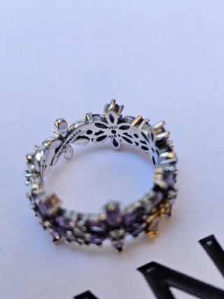 Anillo Pandora Herbario y Abeja Morado Dorado
