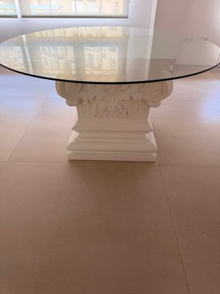 Mesa Decorativa Base Columna Griega Cristal