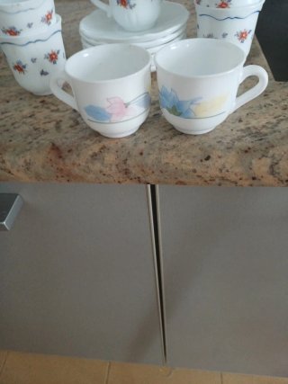 Juego 5 tazas café porcelana estampado floral