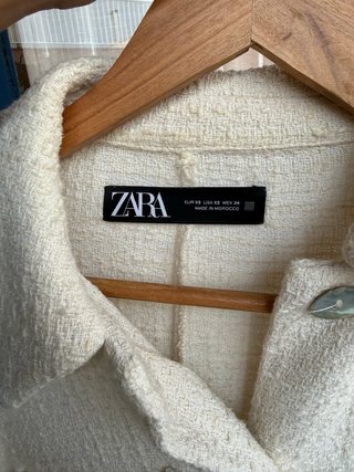 Camisa Zara Blanca Tweed Perlas