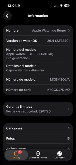 Apple Watch SE 2a generacion 44mm (Cell + GPS)