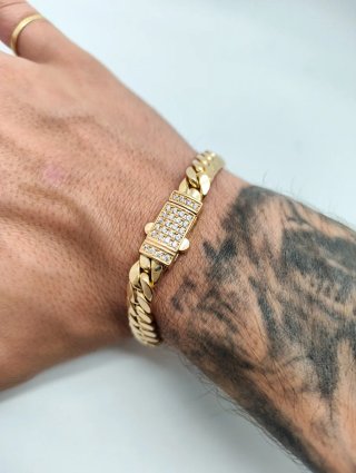 ORO NUEVO 18KT Pulsera Cubana 8'4mm