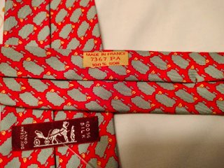 Cravatta Hermes Ovejas Roja Gris