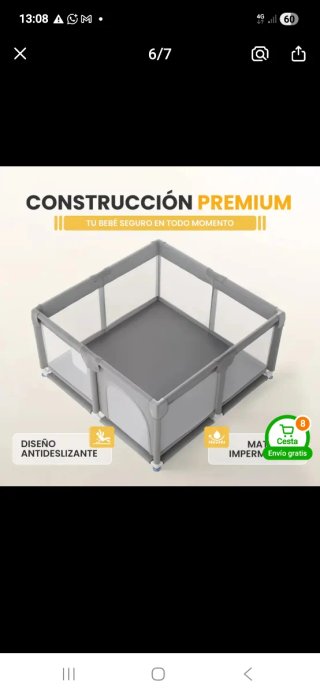 Corralito bebé gris