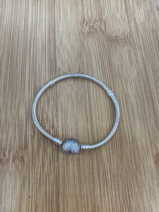 Pulsera de Pandora con corazón pavé 590727CZ, plata, 19 cm