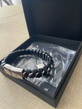 Pulsera Hombre Lotus Style Cuero y Acero