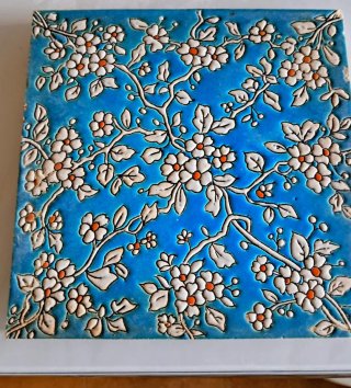 1 Azulejo Cartuja Sevilla 1929 Florales. 20x20cm