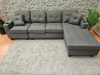Sofá Chaise Longue Gris Reversible 245cm