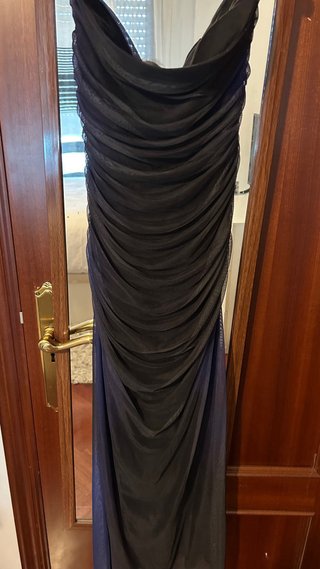 Vestido Zara palabra de honor negro y azul