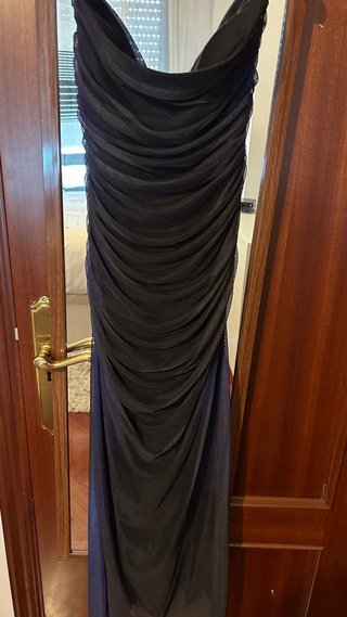 Vestido Zara palabra de honor negro y azul
