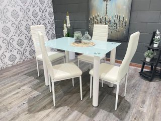 Mesa Cristal Templado + 4 Sillas Polipiel