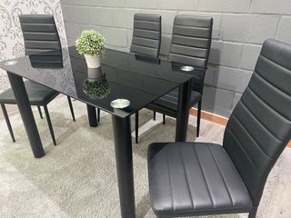 Mesa Cristal Templado + 4 Sillas Polipiel