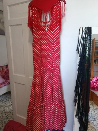 Traje de Flamenca Rojo y Blanco