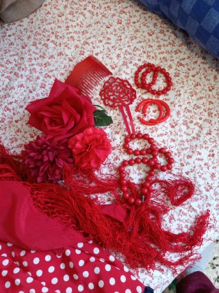 Traje de Flamenca Rojo y Blanco
