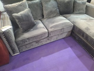 Sofá Chaise Longue Gris Terciopelo Nuevo