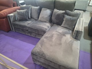 Sofá Chaise Longue Gris Terciopelo Nuevo