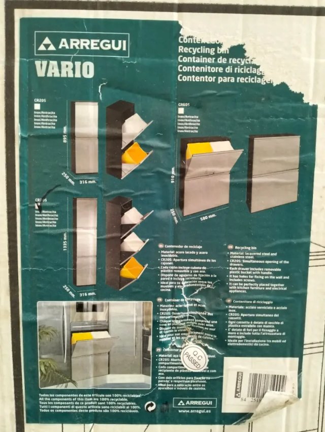 Cubo Reciclaje Arregui Vario 3x16L Inox