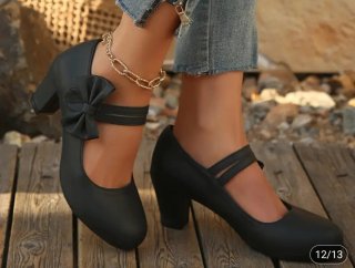 Zapatos Mary Jane Tacón Negro Talla 39