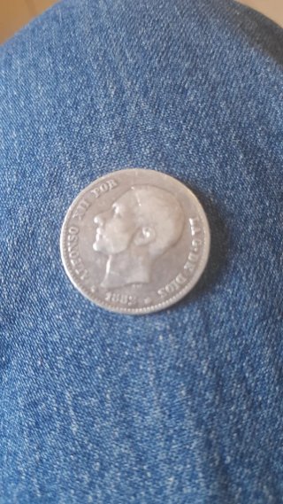 Moneda 1 Peseta Alfonso XII 1882 Plata