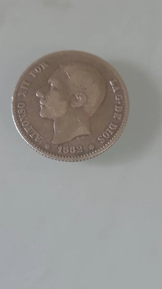 Moneda 1 Peseta Alfonso XII 1882 Plata