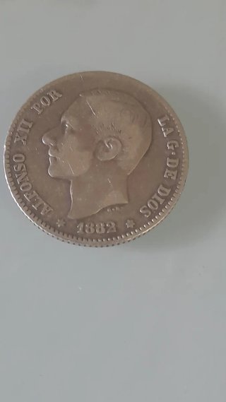 Moneda 1 Peseta Alfonso XII 1882 Plata