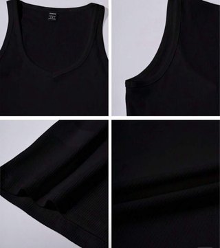 Camiseta tirantes negra escote pico