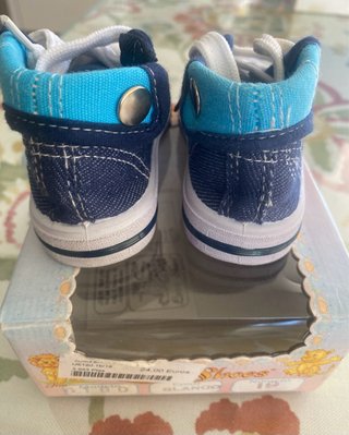 Botín bebé lona azul con cordones