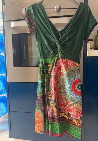 Vestido Desigual verde y multicolor