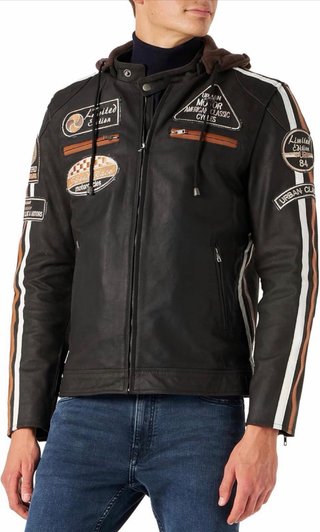Chaqueta de cuero para moto hombre