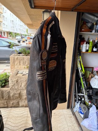Chaqueta de cuero para moto hombre