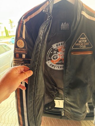 Chaqueta de cuero para moto hombre