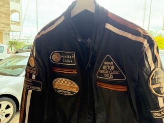 Chaqueta de cuero para moto hombre