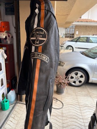 Chaqueta de cuero para moto hombre