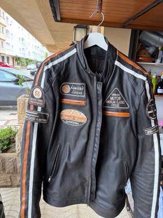 Chaqueta de cuero para moto hombre