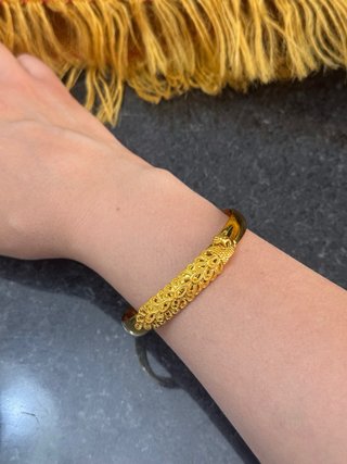 Bracciale placcato oro 999 con pavone