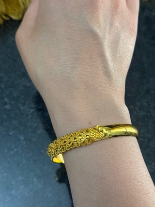 Bracciale placcato oro 999 con pavone
