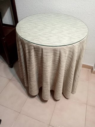 Mesa camilla redonda cristal y tela