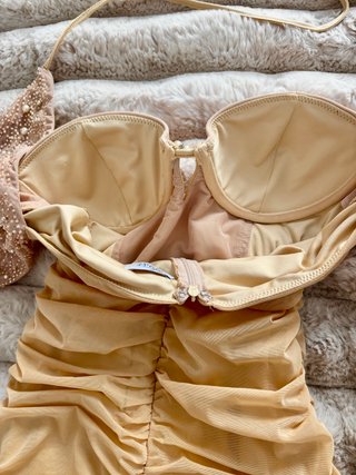 Vestido Oh Polly Beige/Amarillo Perlas